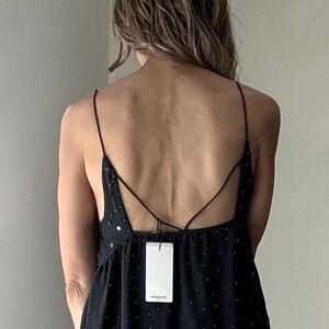 NWT Mango hand embroidered navy dress, xs